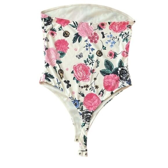 Superdown Kim Strapless Bodysuit in Cream Multi - Picture 6 of 8